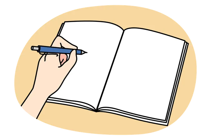 Person hand writing in notebook with pen  Illustration