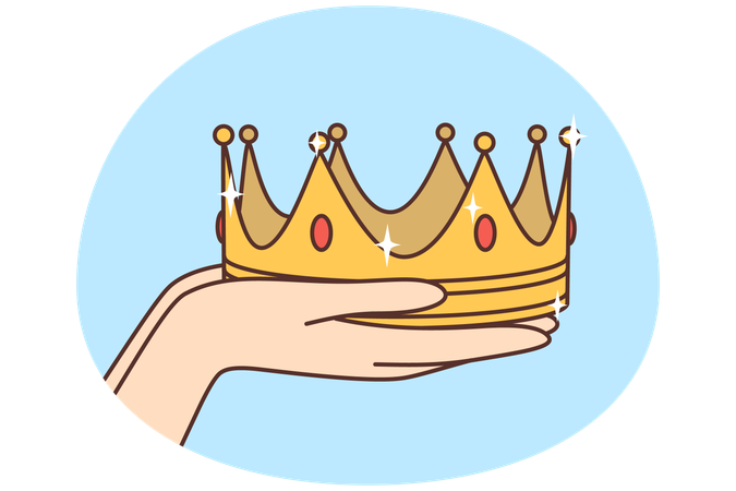 Person hands holding gold crown  Illustration