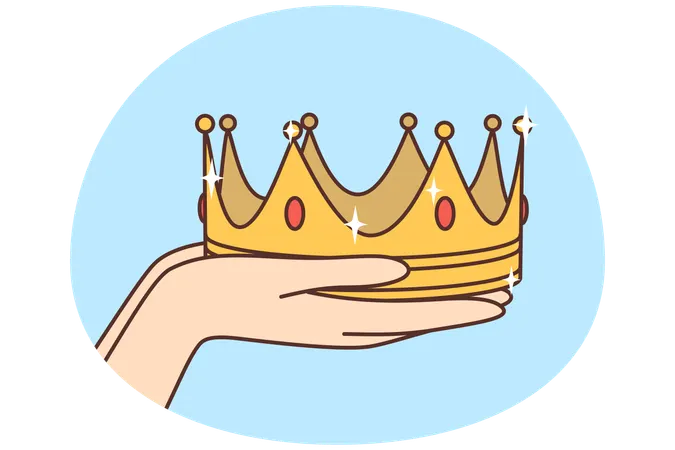 Person hands holding gold crown  Illustration
