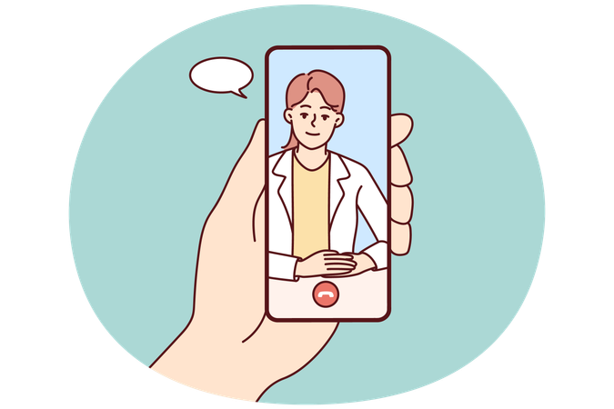Person have online call with doctor  Illustration