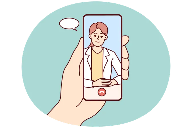 Person have online call with doctor  Illustration
