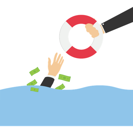 Person Helping a sinking businessman  Illustration