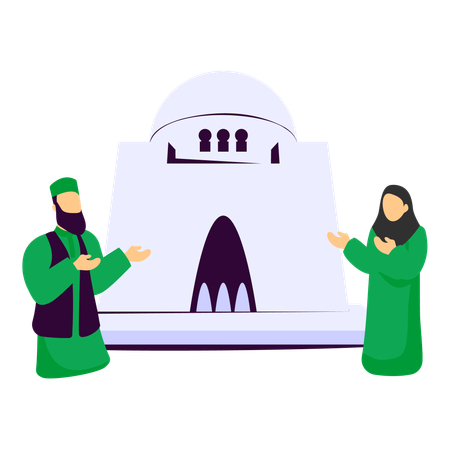 Person hob die Hände auf Mazar-e-Quaid  Illustration