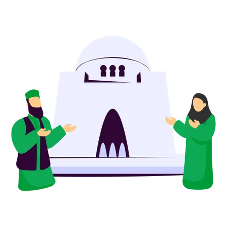 Person hob die Hände auf Mazar-e-Quaid  Illustration