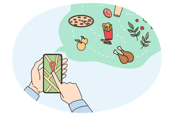 Person hold cellphone order products online  Illustration