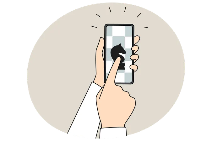 Person hold cellphone play chess on device  Illustration