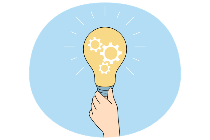 Person hold lightbulb generating idea  Illustration