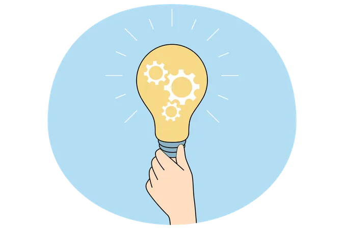 Person hold lightbulb generating idea  Illustration