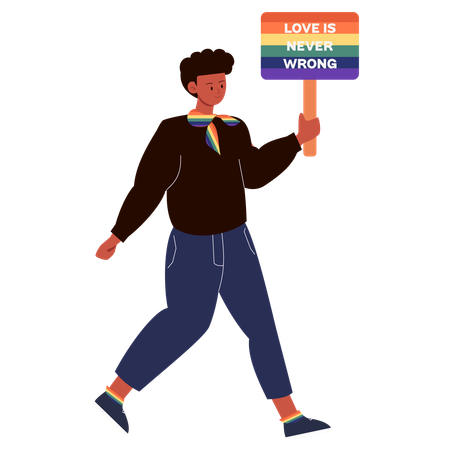 Person Holding a Pride Month Sign with Rainbow Colors  Illustration