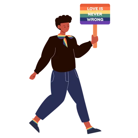 Person Holding a Pride Month Sign with Rainbow Colors  Illustration