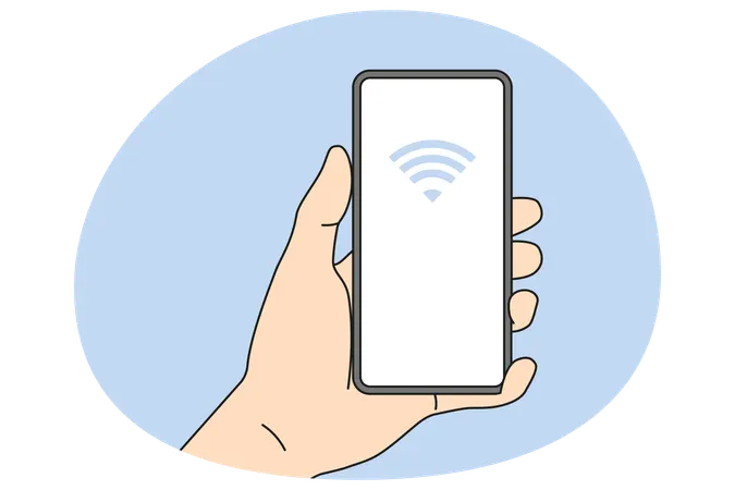 Person holding cellphone with NFC on screen  Illustration