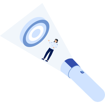 Person Illuminated by a Flashlight Target in Sight  Illustration