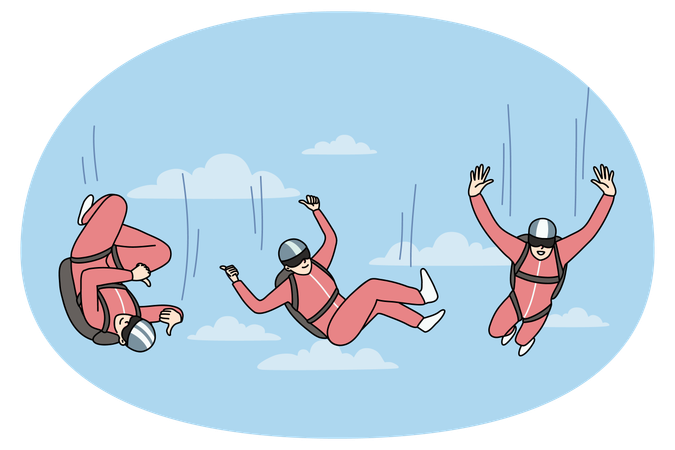 Person in suit jumping with parachute  Illustration