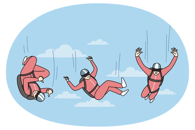 Person in suit jumping with parachute  Illustration