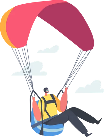 Fallschirmspringen Extrem Gleitschirmfliegen Tatigkeiten Erholung Fallschirmspringer Zeichen Springen Mit Fallschirm Ansteigen In Himmel Fallschirmspringen Sport Fallschirmspringer Fliegen Durch Clouds Karikatur Vektor Abbildung Illustration