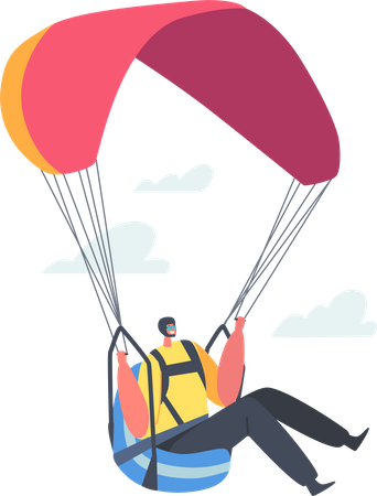 Person landing after doing skydiving Illustration