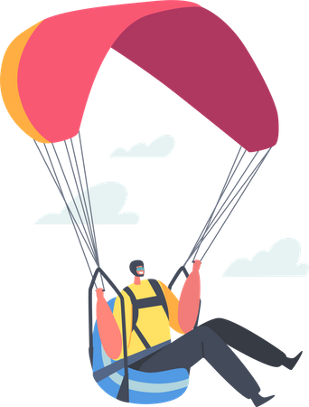 Person landing after doing skydiving  Illustration