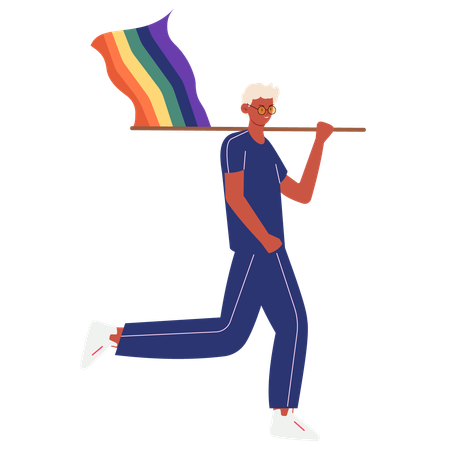 Person, die mit einer Regenbogenfahne rennt  Illustration