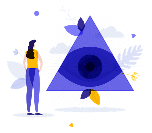 Person Looking At Eye Of Providence Symbol Illustration