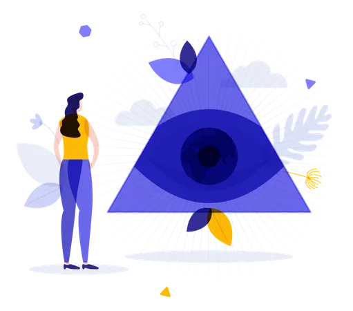Person Looking At Eye Of Providence Symbol Illustration