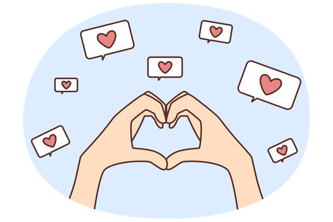 Person make heart gesture with hands  Illustration