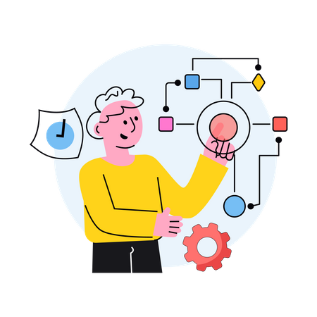 Person managing data with the help of artificial  intelligence  Illustration