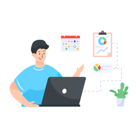 Person managing income using laptop  Illustration