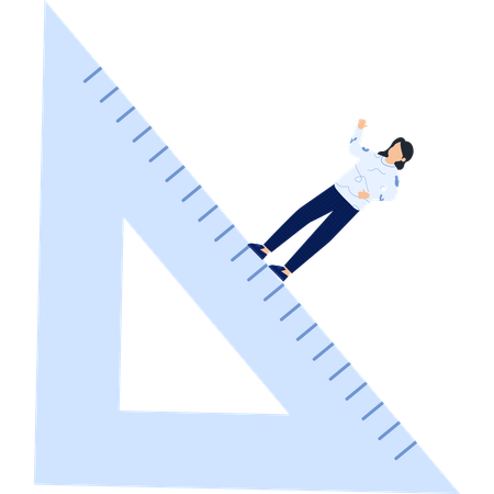 Person on a large ruler concept of measurement education and planning  Illustration