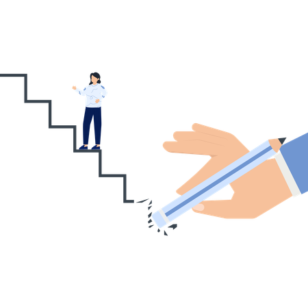 Person on stairs eraser erasing steps symbolizing progress and change  Illustration