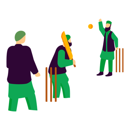 Person Playing Cricket as Honorary Match  Illustration