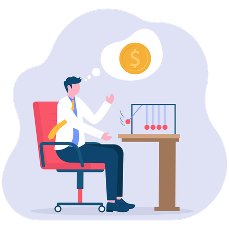 Person plays with Pendulum of Newtown Balancing Balls  Illustration