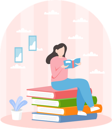 Person Reading Book  Illustration