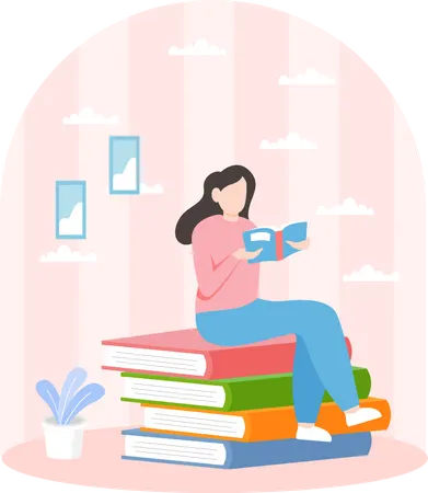 Person Reading Book  Illustration