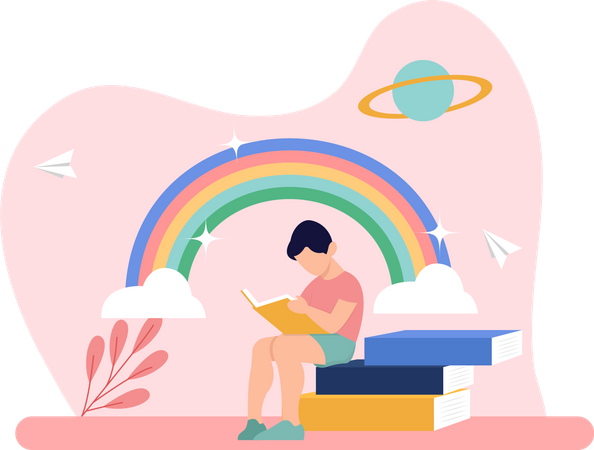 Person Reading Book  Illustration