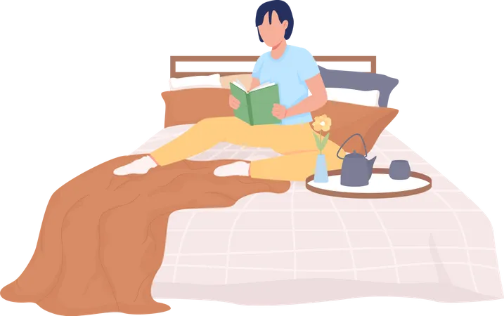 Person reading on bed Illustration