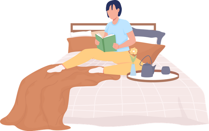 Person reading on bed  Illustration