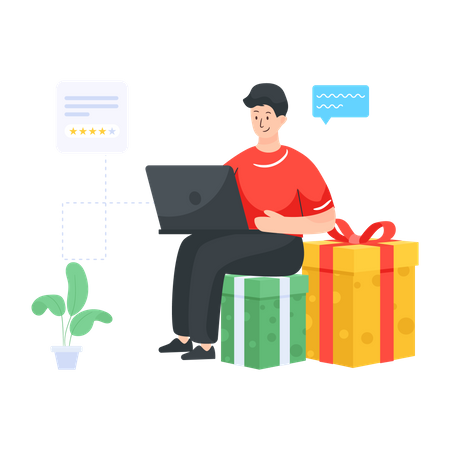 Person referring to win referral program  Illustration