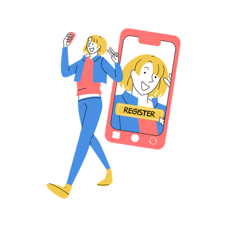 Person Registering on Mobile App  Illustration