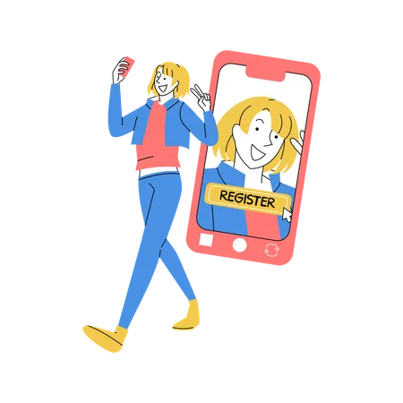 Person Registering on Mobile App  Illustration