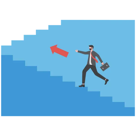 Person Rising Up The Stairs Career Progression Concept Illustration
