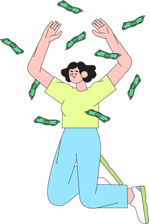 Person satisfied with her salary and financial wealth  Illustration