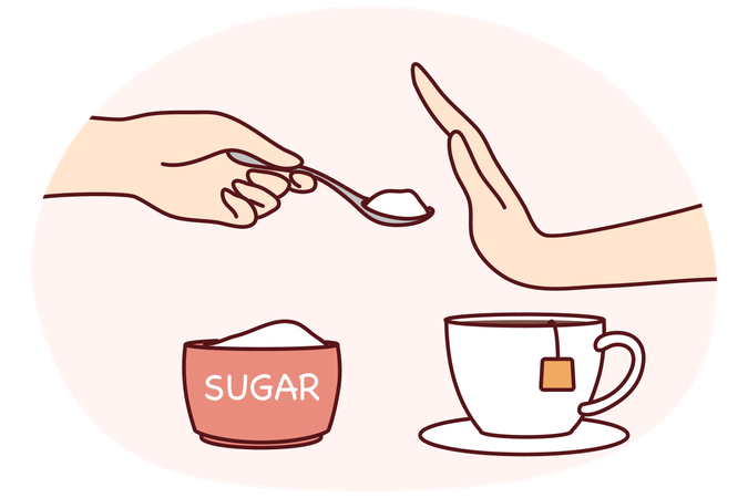 Person saying no to sugar  Illustration