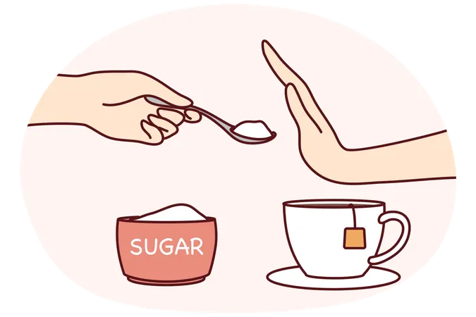 Person saying no to sugar  Illustration