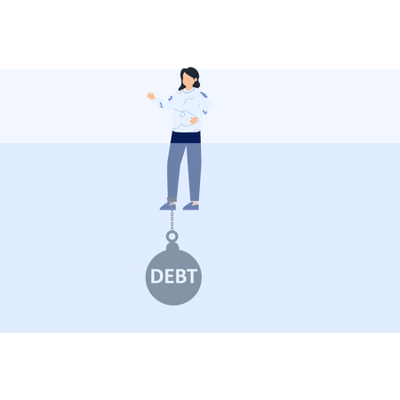 Person Shackled to Debt  Financial Burden Economic Struggle Business Crisis Financial Crisis  Illustration
