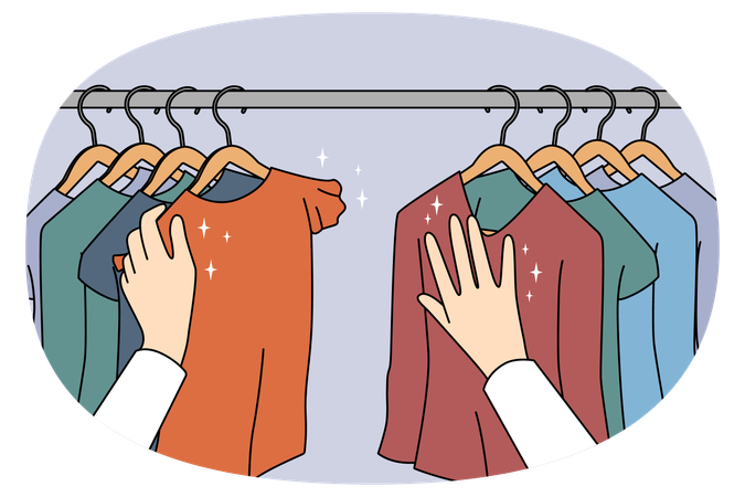 Person shopping for clothes in boutique  Illustration