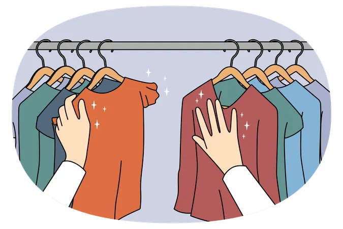 Person shopping for clothes in boutique  Illustration