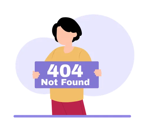 Person showing 404 error  Illustration