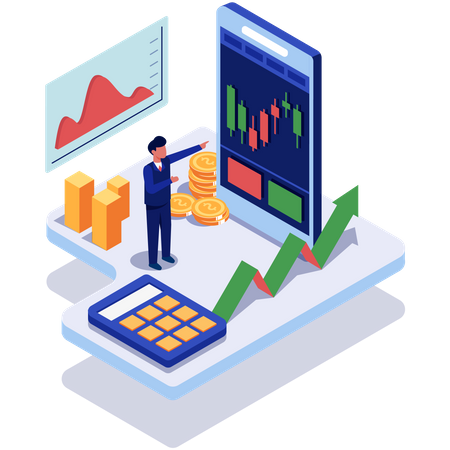 Person trading on stock market application  Illustration