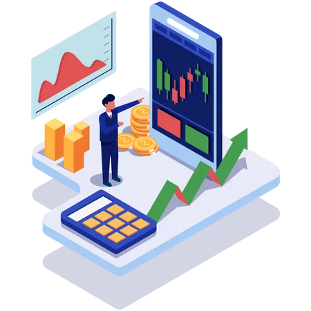 Person trading on stock market application  Illustration