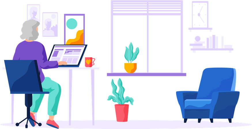 Person tries to use computer studies technology  Illustration